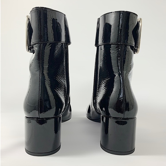 SAINT LAURENT Joplin Buckled Patent-Leather Ankle Boots Size 39/ US 8 - Picture 5 of 14